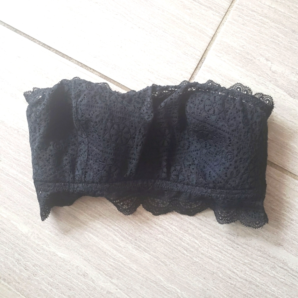 Auden | Women's Black Lace Tunic Pullover Bralette size XS